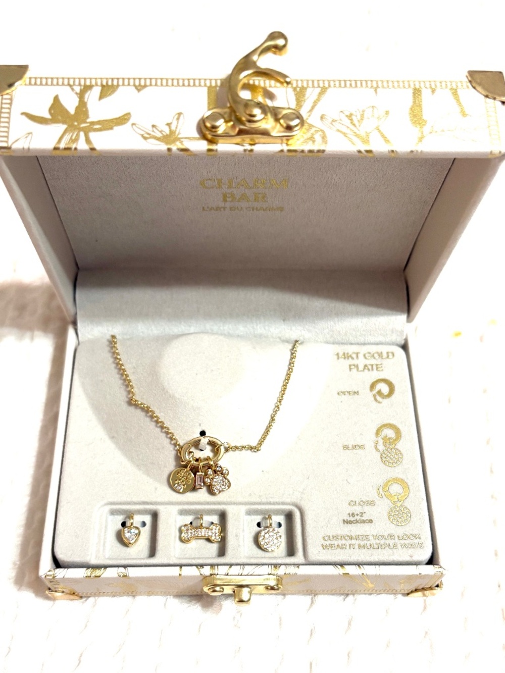 Charm Bar 14K Gold Plated Customizable Charm DOG Necklace